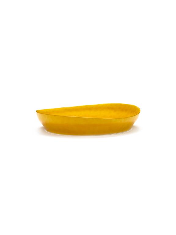 serax feast serveerschaal s - 300x295x60mm - sunny yellow swirl/dots black