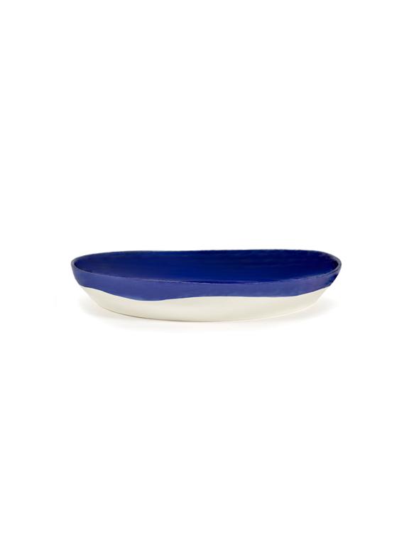 serax feast serveerschaal m - 360x360x60mm - lapis lazuli swirl/dots white